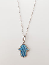 שרשרת כסף חמסה משובצת טורקיז 10X12 מ"מ